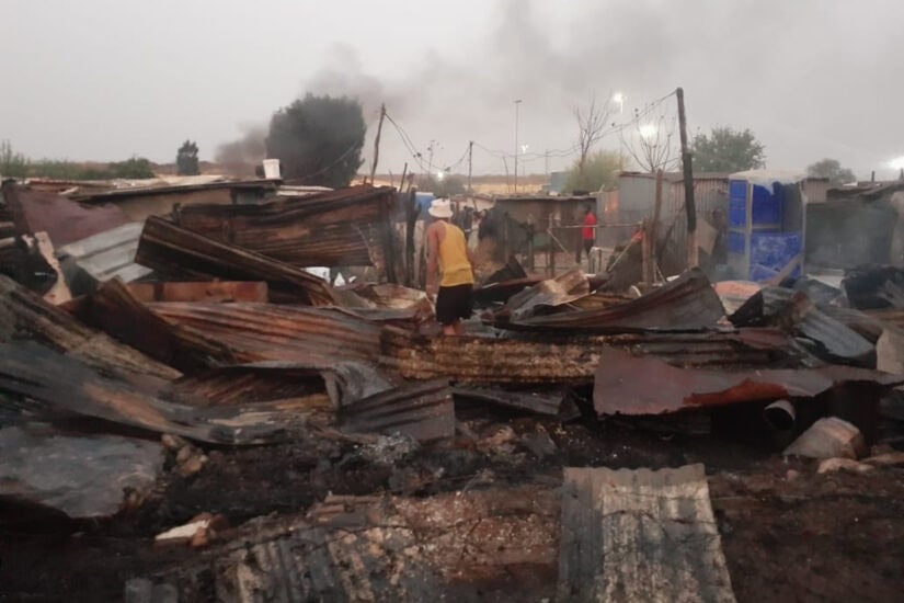 At least 50 shacks destroyed in Makause informal settlement.