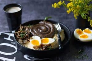 Creamy ‘pap’ and boiled egg breakfast bowl