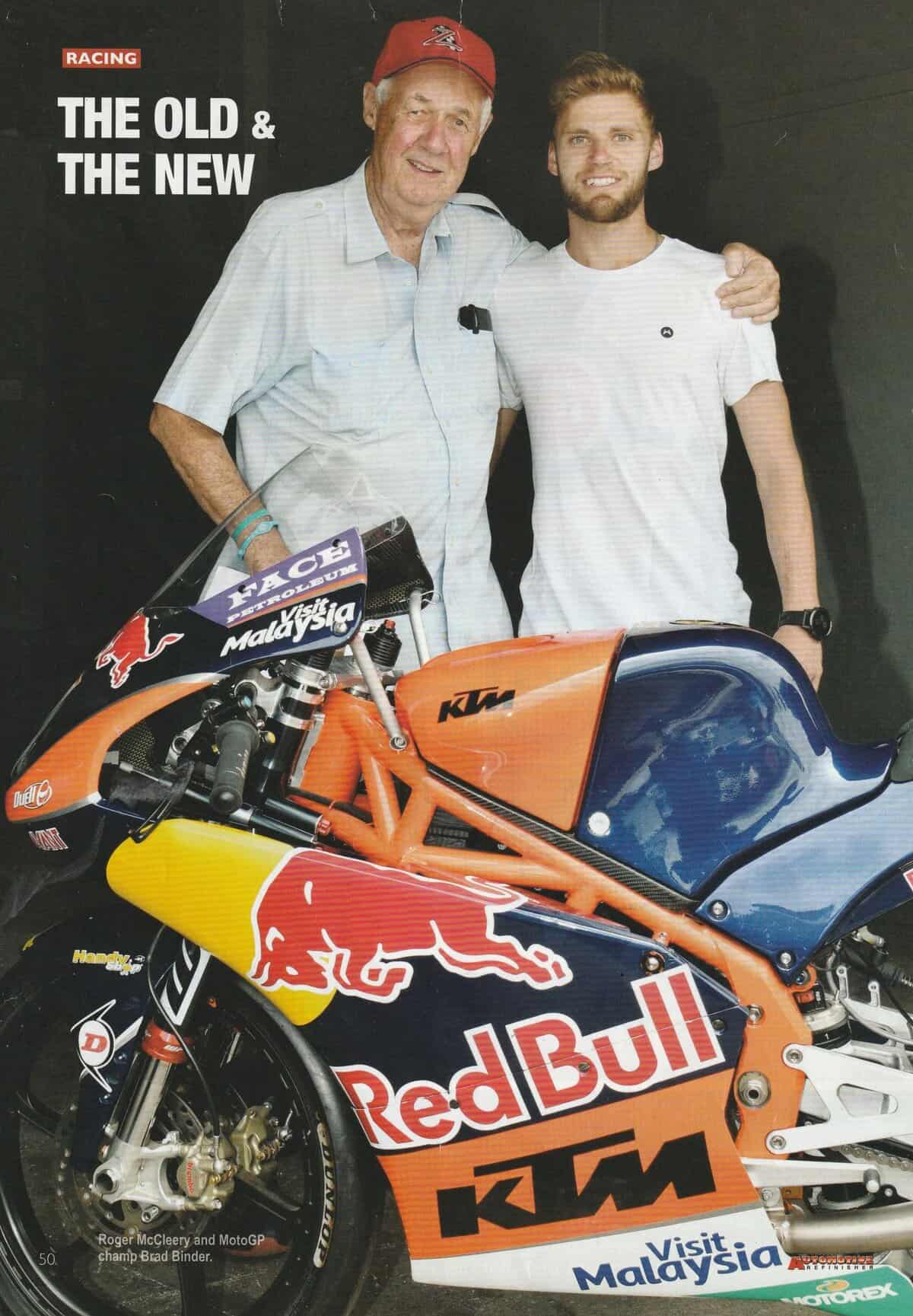 Roger McCleery and SA MotoGP star Brad Binder do a photoshoot for a local magazine. Picture: Supplied