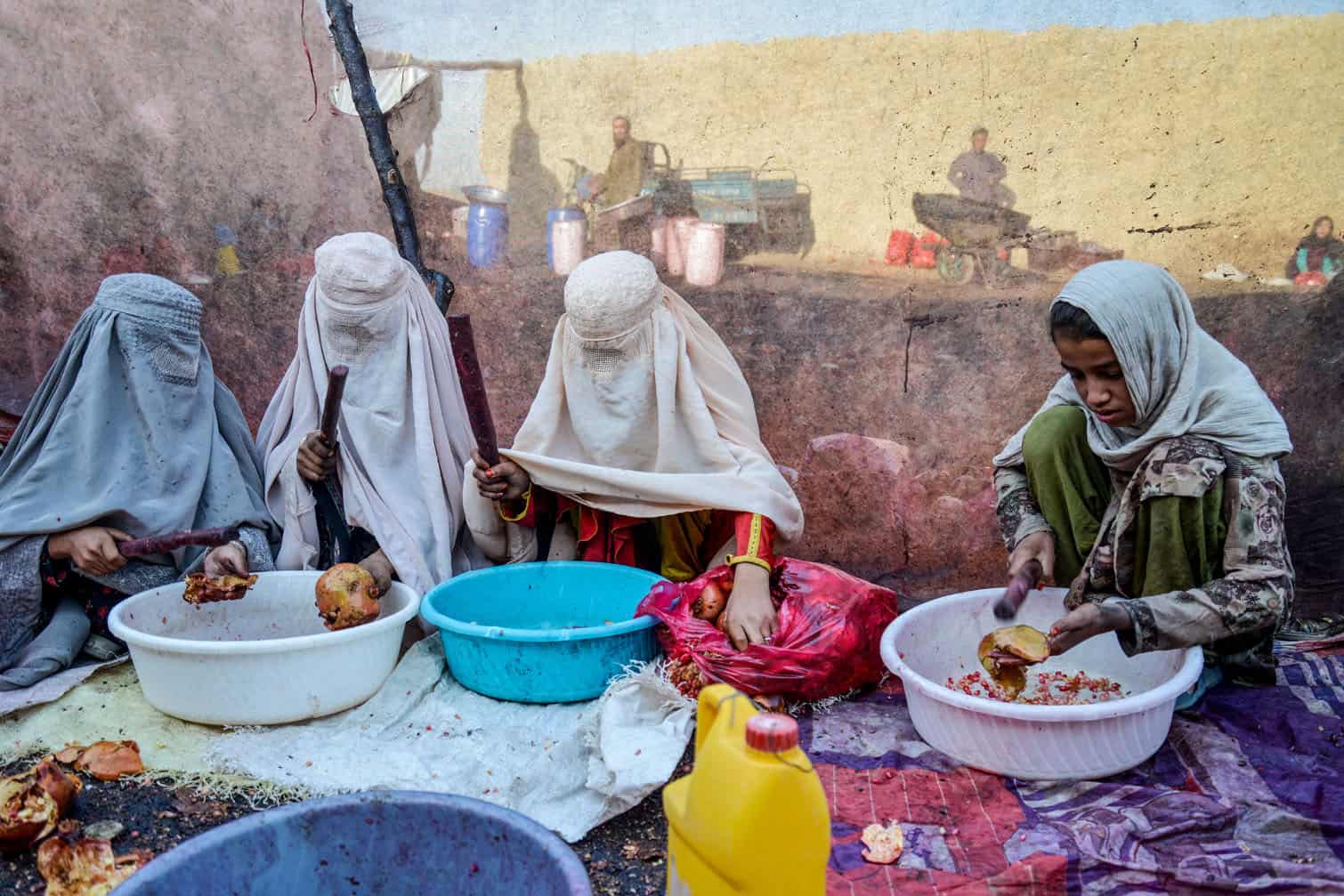 Afghan burqa clad-women