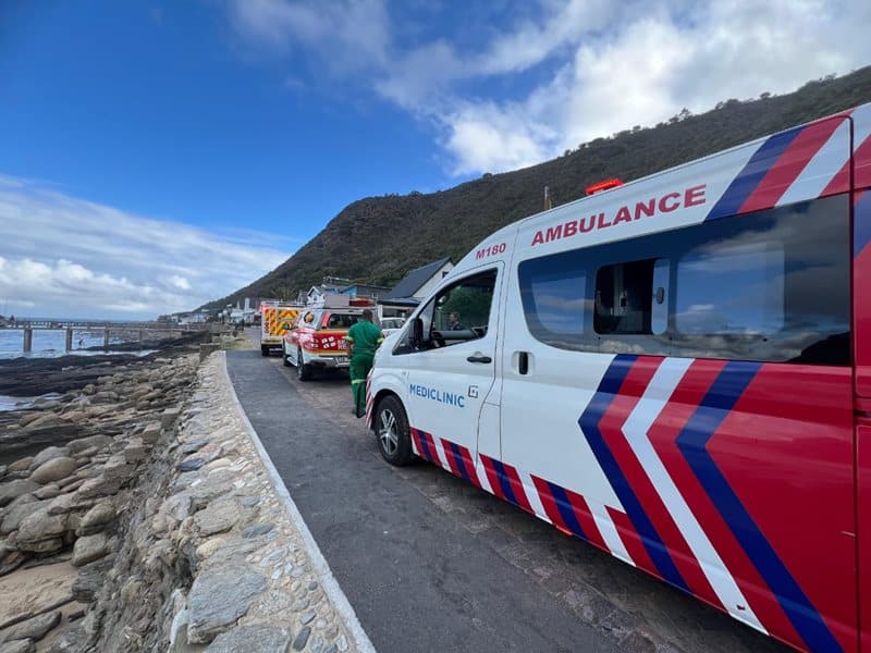 Ambulance on the scene at Victoria Bay after a drowning incident