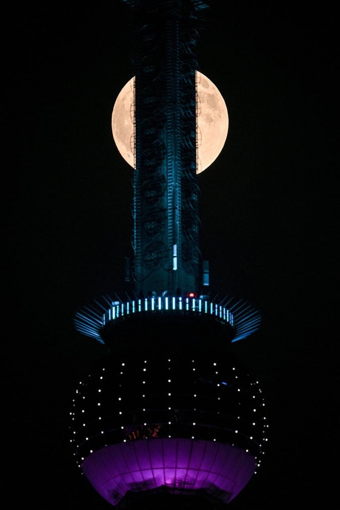 A full moon, also known as the "Blood Moon,"