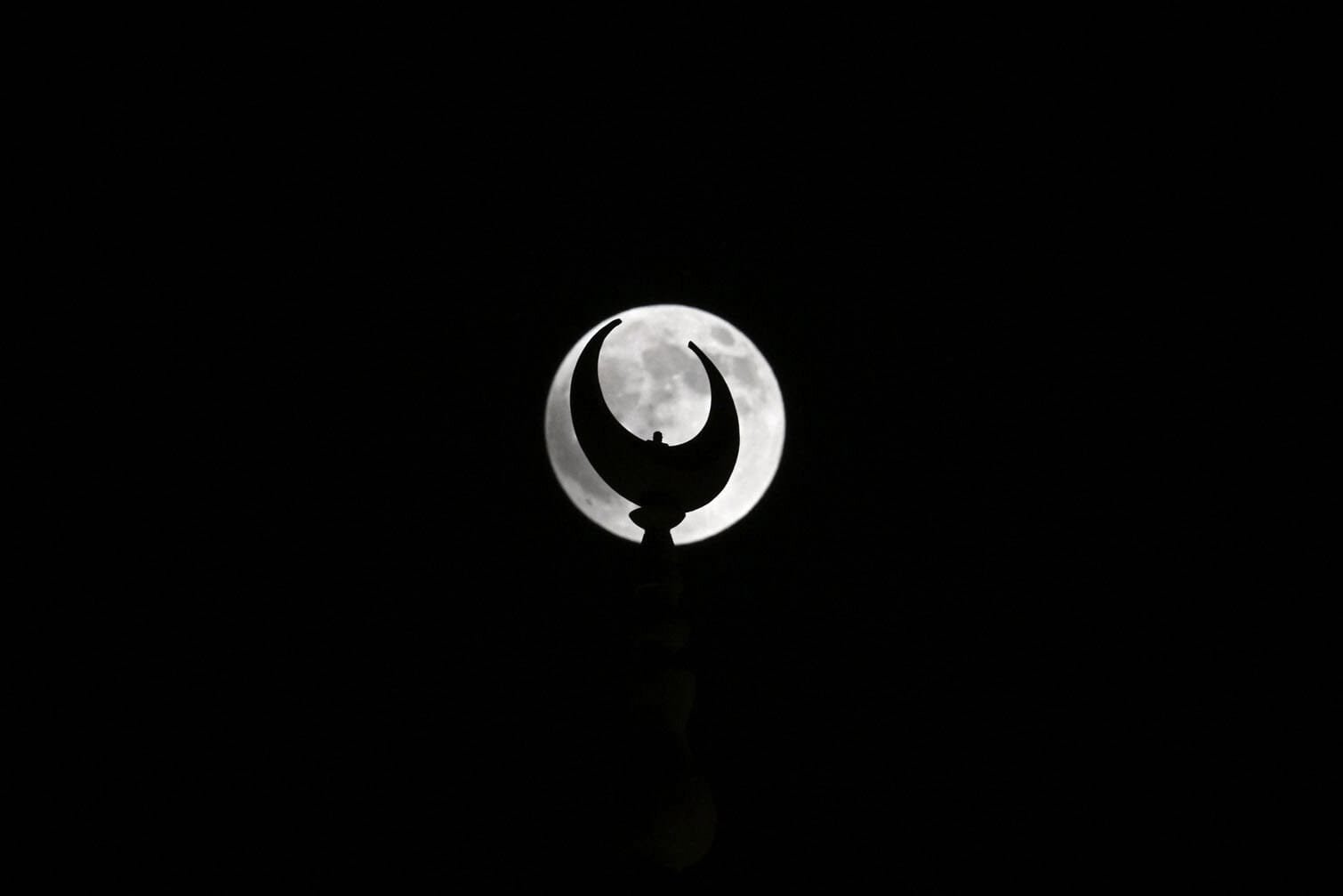 A full moon, also known as the "Blood Moon,"