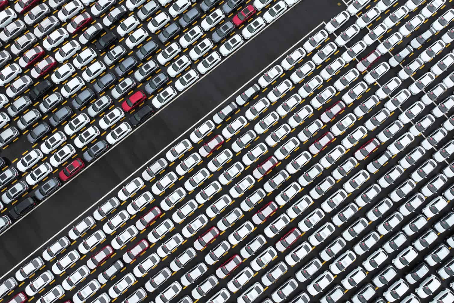cars at a port in Lianyungang