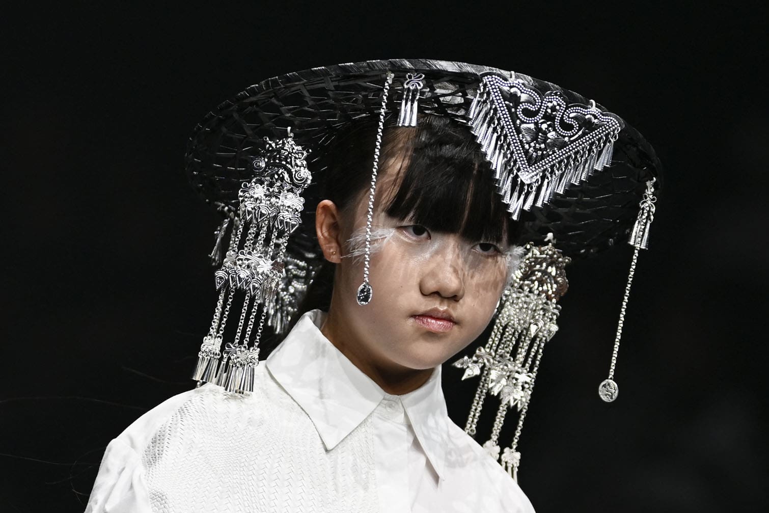 A model displays a creation by Gong Xin