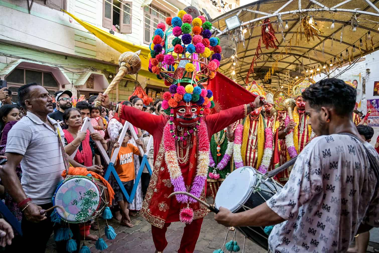 Devotees dressed as Hindu deity Hanuman