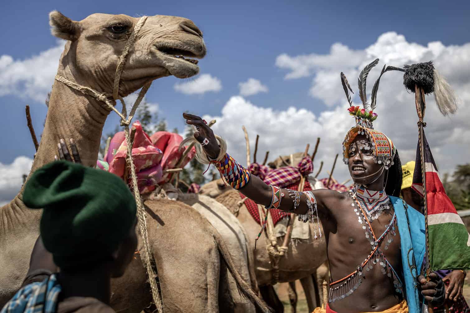 A Samburu man in traditional warrior attire