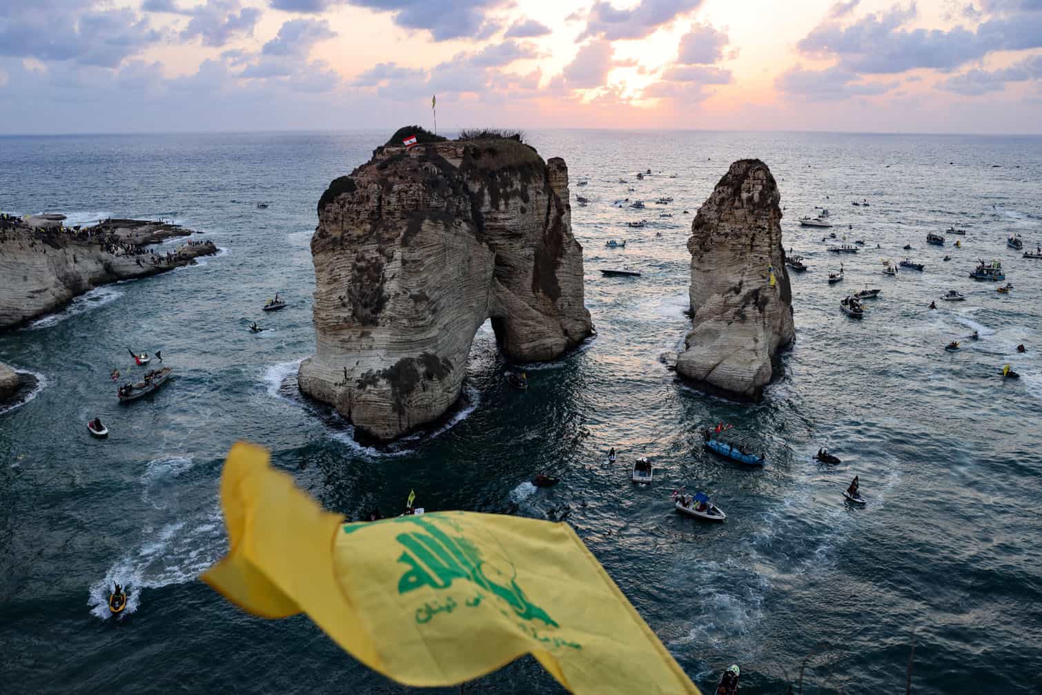 A yellow flag is waved at the seafront promenade