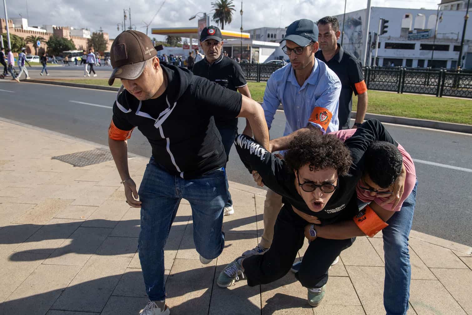 Protesters face police in Rabat
