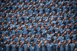 Members of the South African Police Service salute