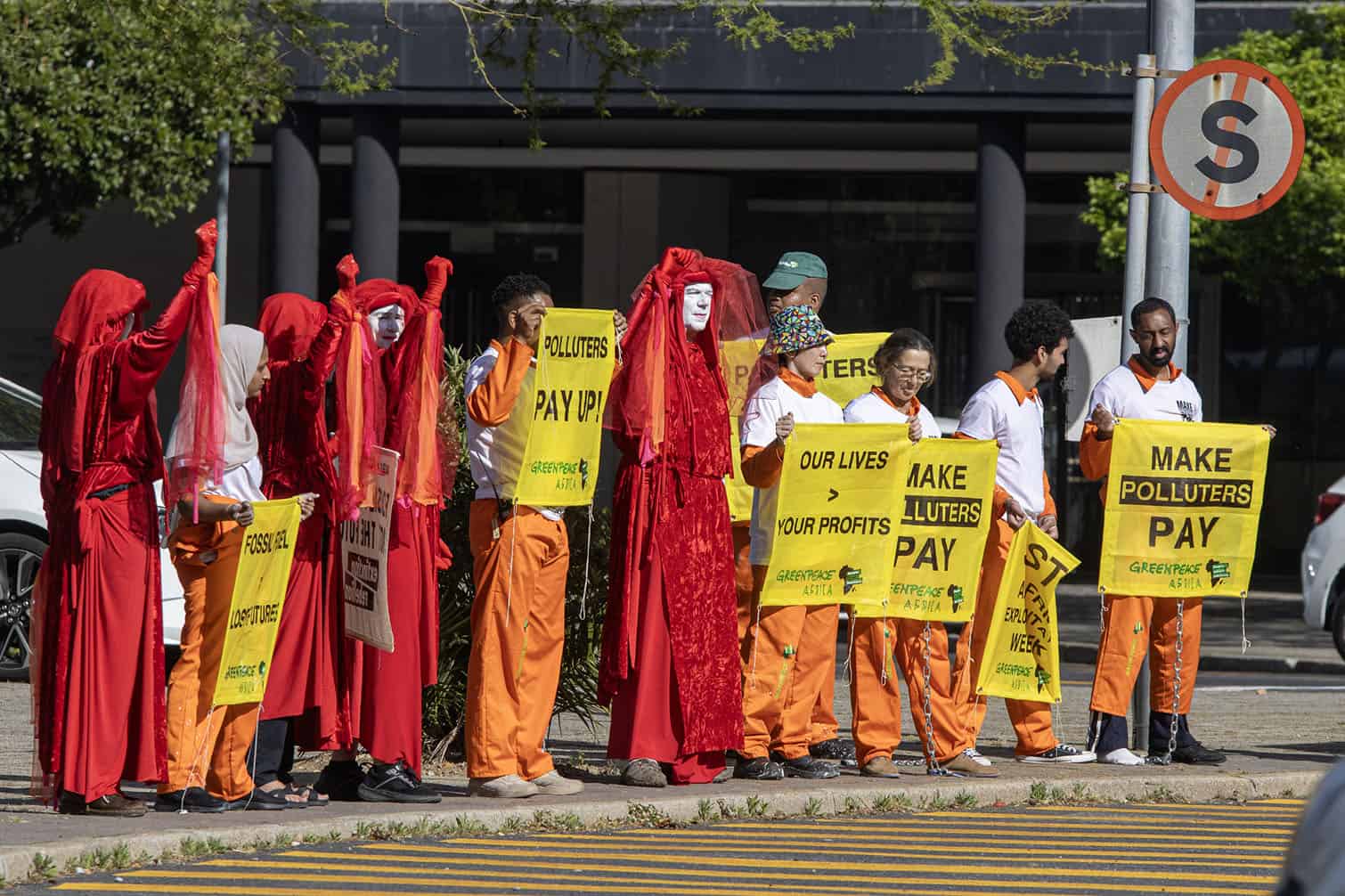 Climate activists shut down entrances to the Cape Town International Convention Centre