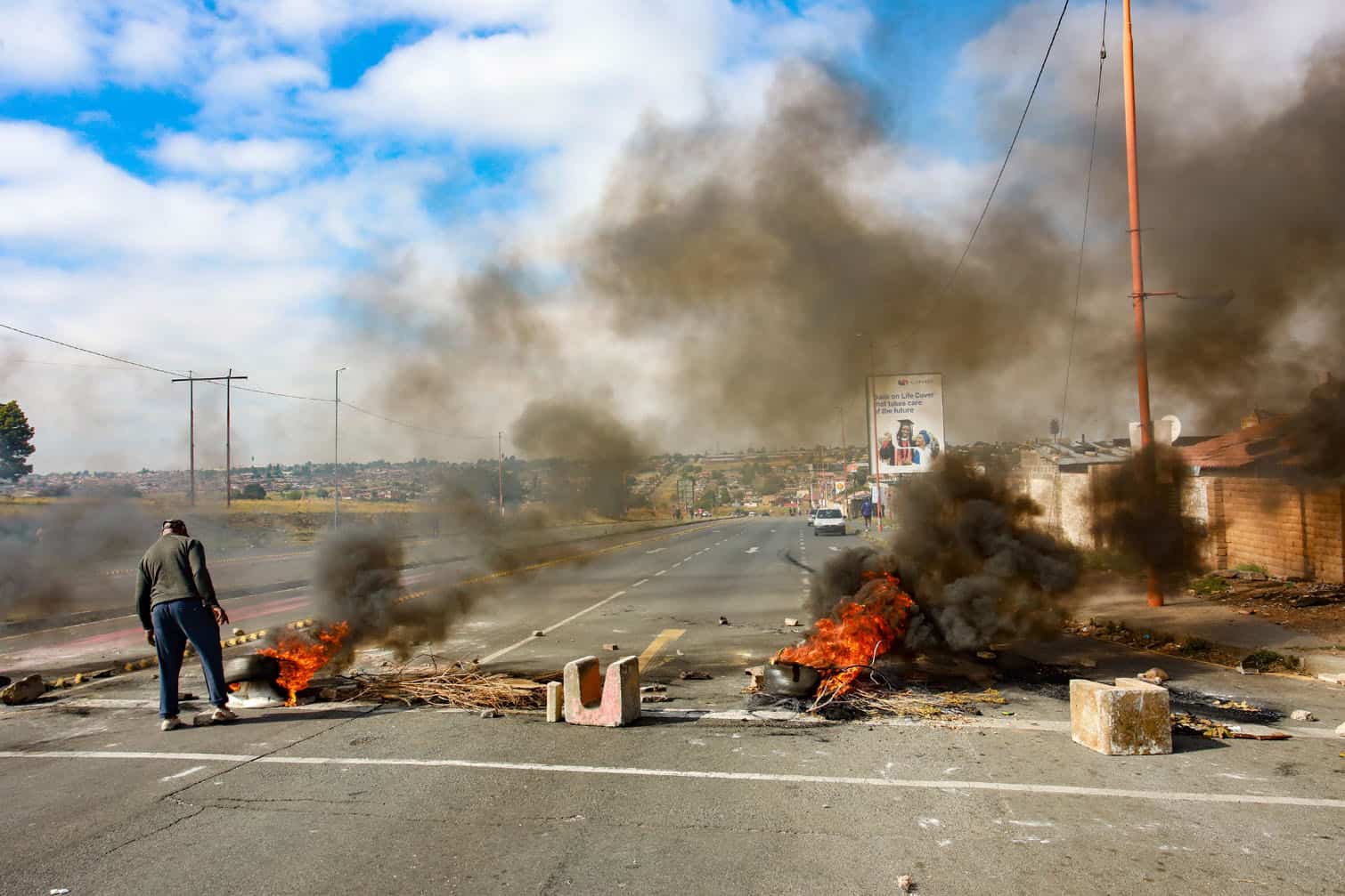 Protestors block roads