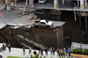 A major road collapsed in Bangkok
