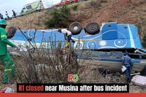 A bus accident closed the N1 in October 2025. Picture: The Department of Transport and Community Safety.