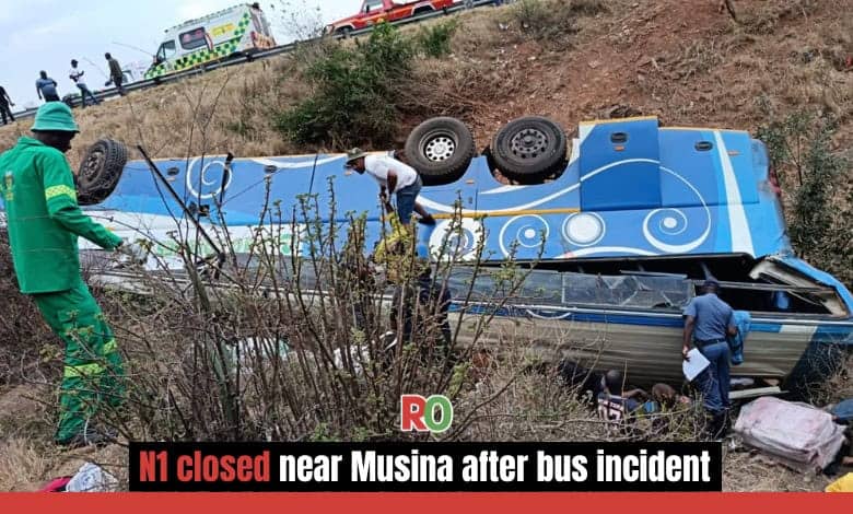 A bus accident closed the N1 in October 2025. Picture: The Department of Transport and Community Safety.