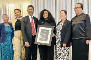 Fikiswa Pupuma (EDTEA); Hlengiwe Dube (Durban Tourism) MEC Reverend Musa Zondi, Philisiwe Gumede (Oyster Box); Bronwyn Auret (Tourism Grading Council South Africa) and Jackie Motsepe (KZN Tourism and Film).