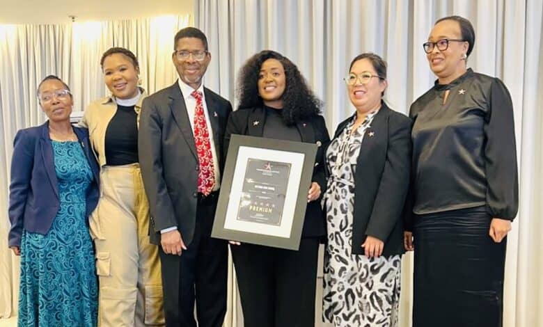 Fikiswa Pupuma (EDTEA); Hlengiwe Dube (Durban Tourism) MEC Reverend Musa Zondi, Philisiwe Gumede (Oyster Box); Bronwyn Auret (Tourism Grading Council South Africa) and Jackie Motsepe (KZN Tourism and Film).