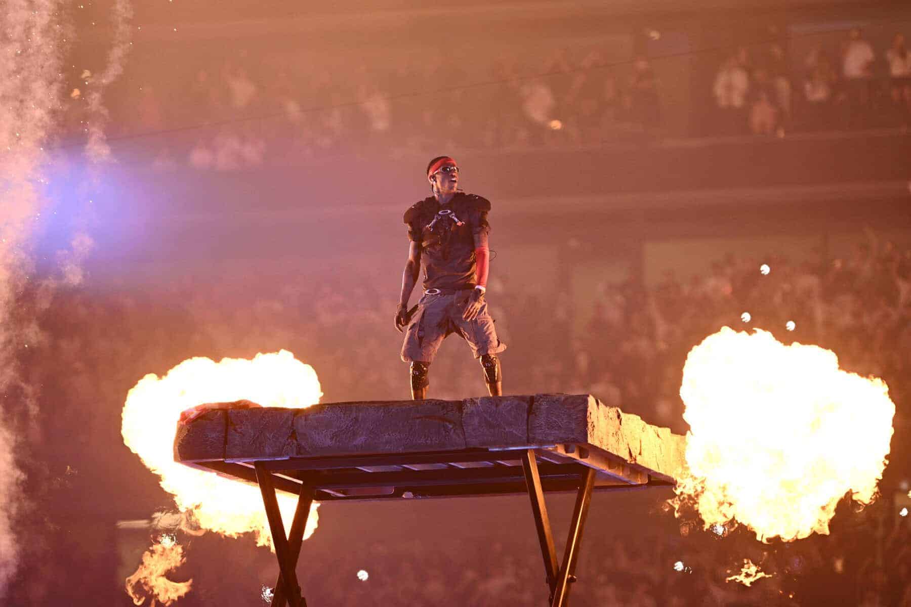 Travis Scott performs onstage during the Utopia, Circus Maximus World Tour at Tottenham Hotspur Stadium on 11 July 2024 in London. Picture: Gareth Cattermole/Getty Images for Live Nation