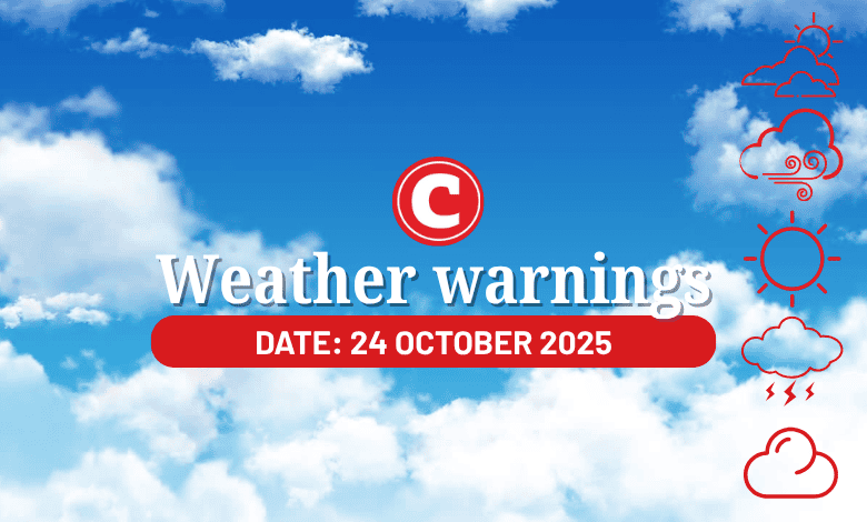Weather forecast 24 October 2025