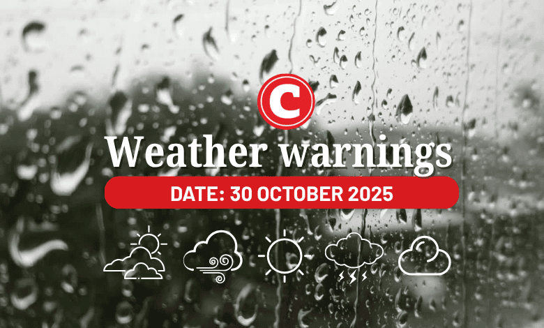 Weather forecast 30 October 2025