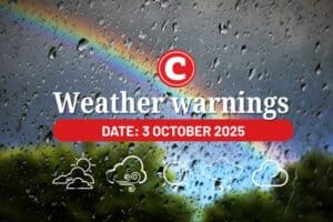 Weather warnings 3 October 2025