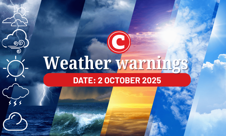 Weather alert 2 October 2025