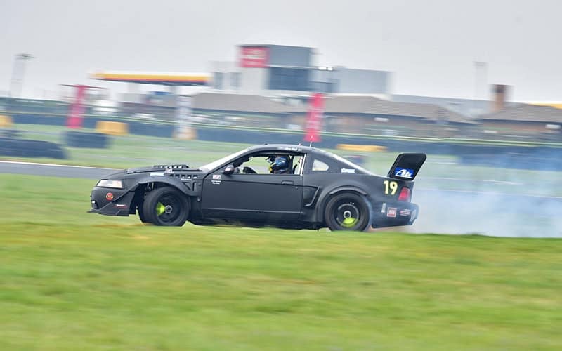 Mustang on a race track