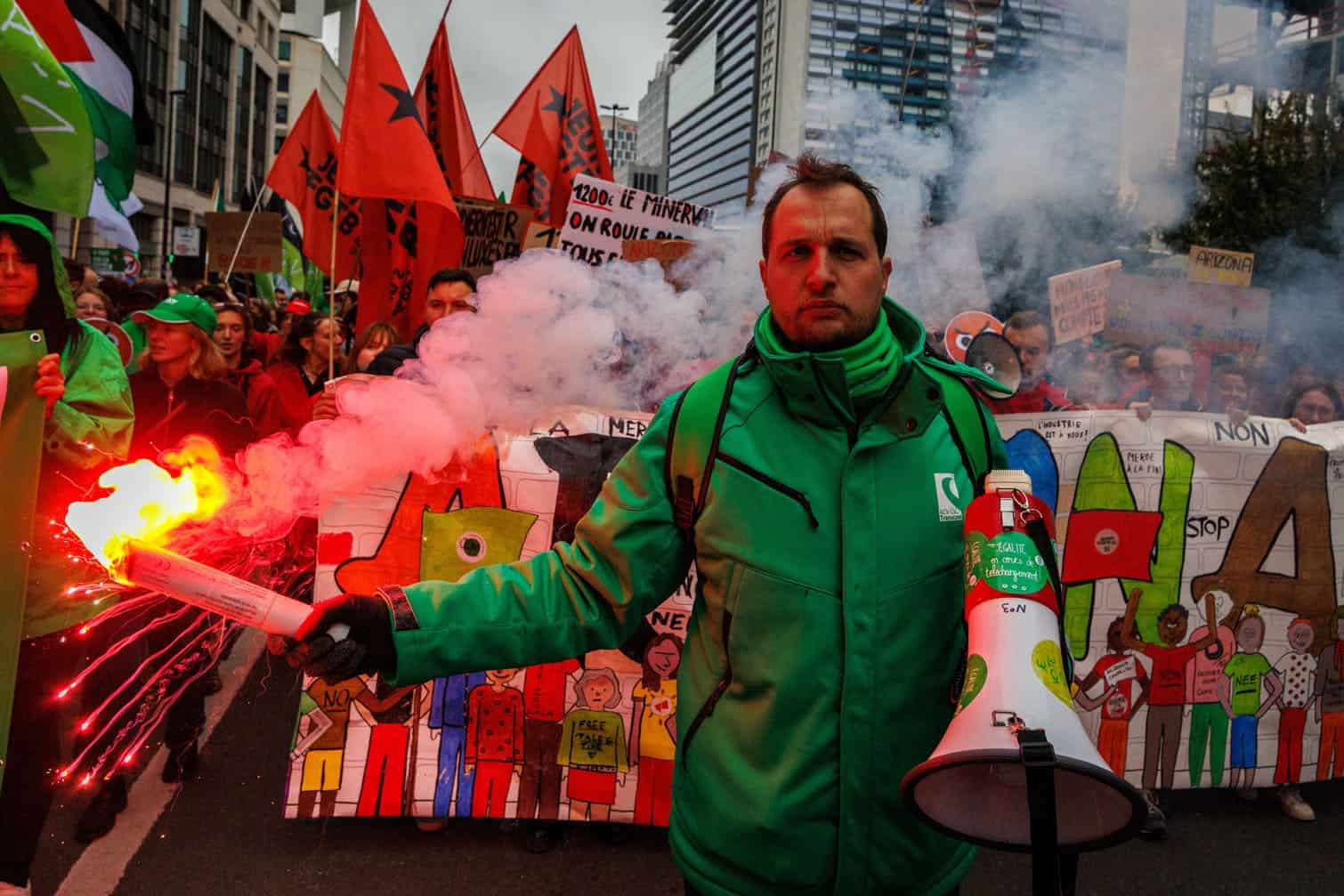 Protests in Belgium against social policies of the government