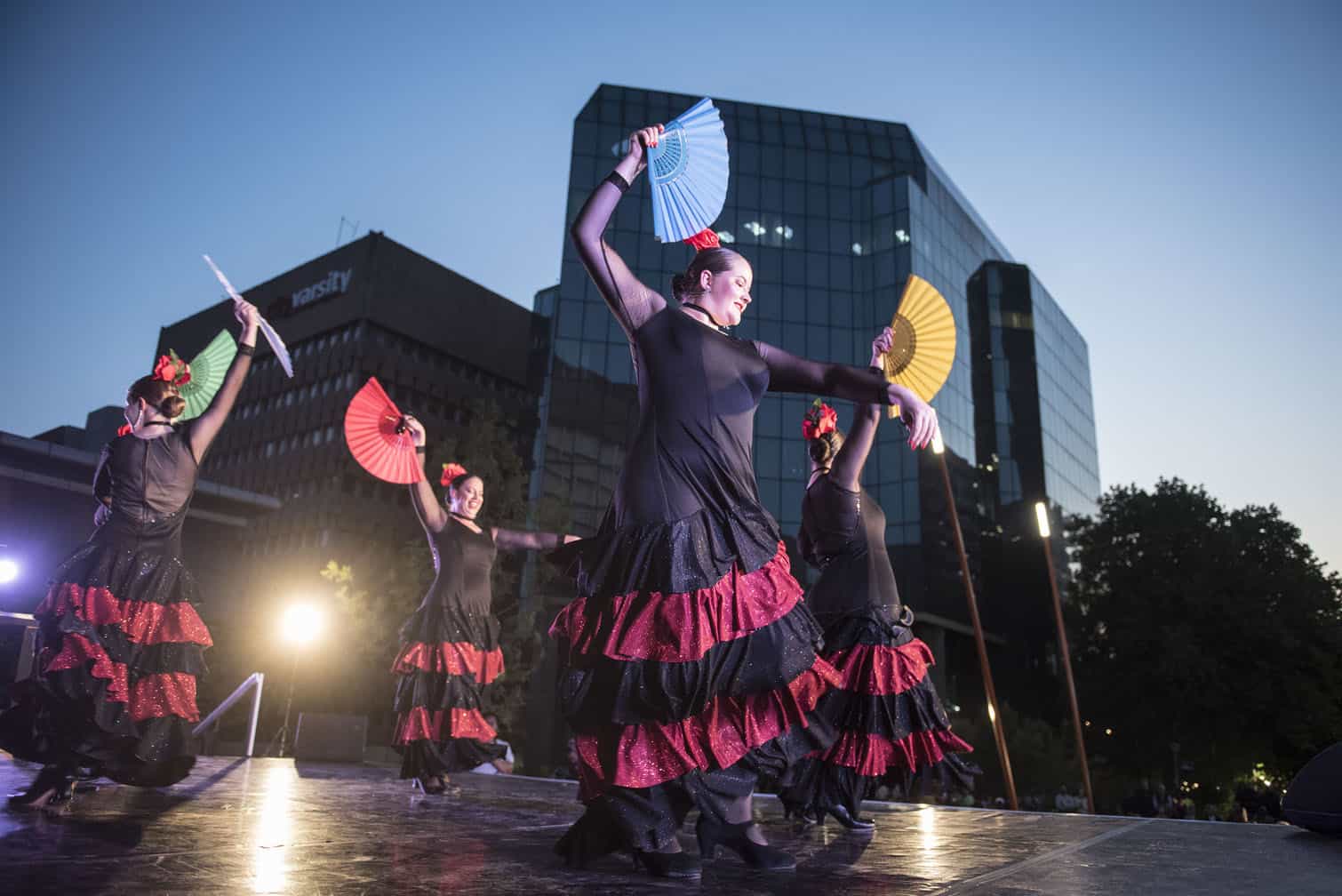 Dancers perform at the newly revitalised Theatre Fountain Plaza
