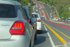 Traffic was at a standstill on Katherine Street, Sandton
