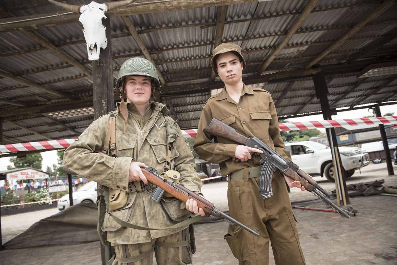 Military re-enactment characters at Cowboy Town in Krugersdorp