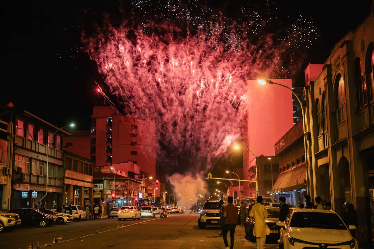 Revellers light firecrackers during Diwali