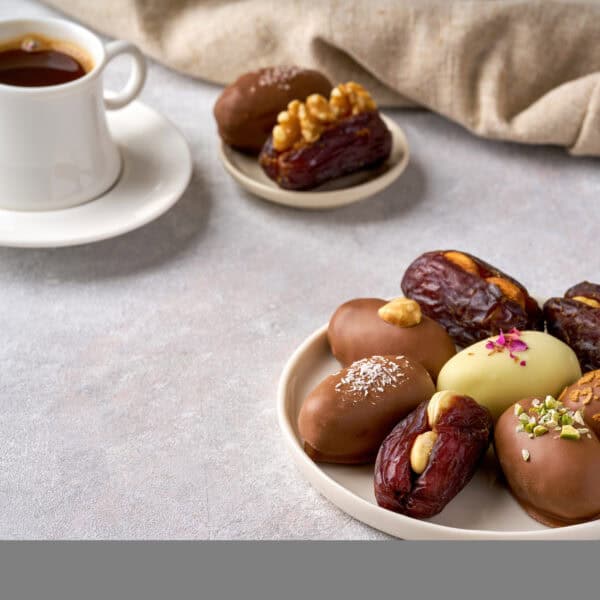 Stuffed dates with peanut butter and chocolate