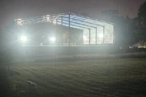 The newly-constructed padel court facility in Kookrus. Residents have raised concerns over floodlights, noise pollution, and increased traffic.