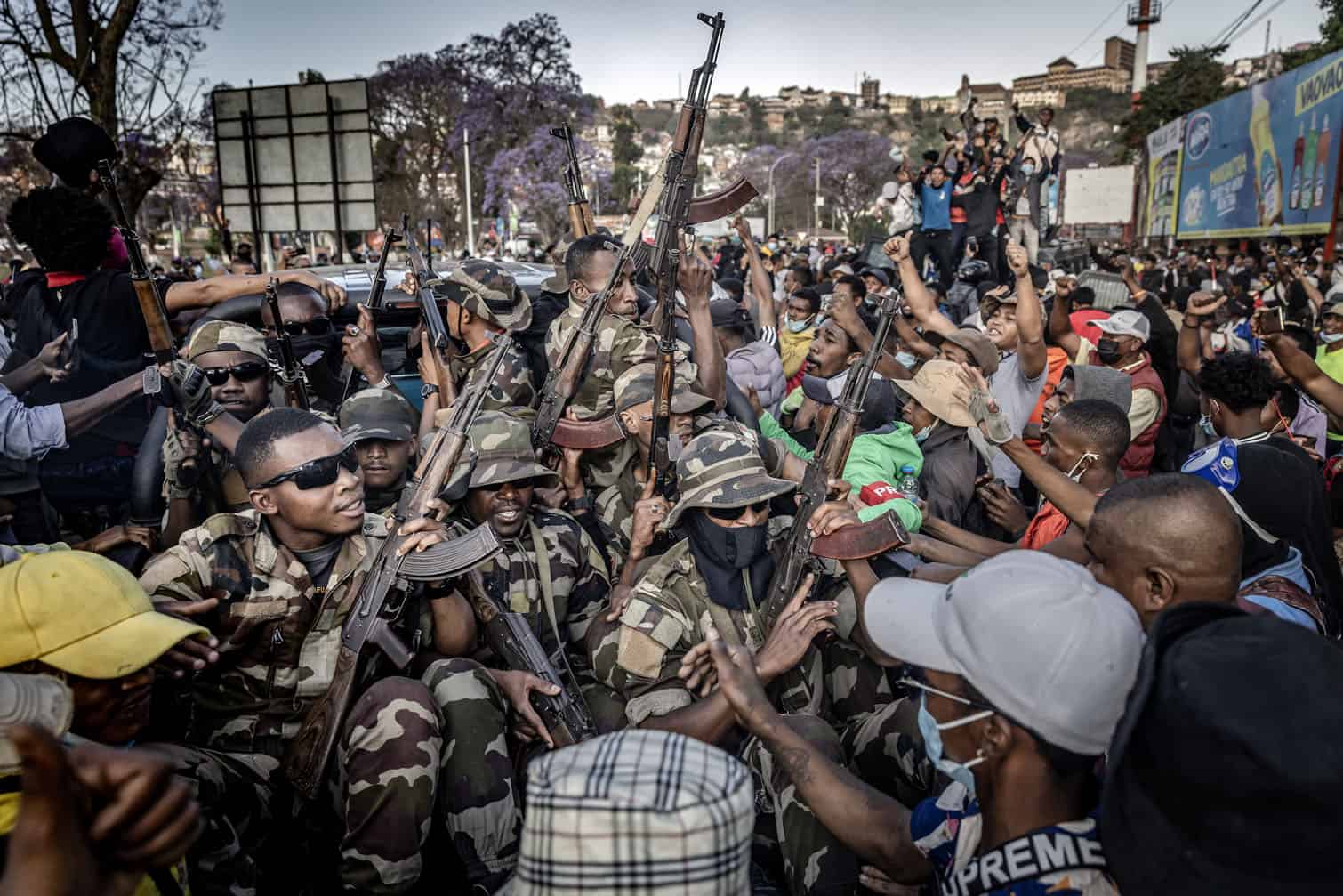 Members of a section of the Malagasy army