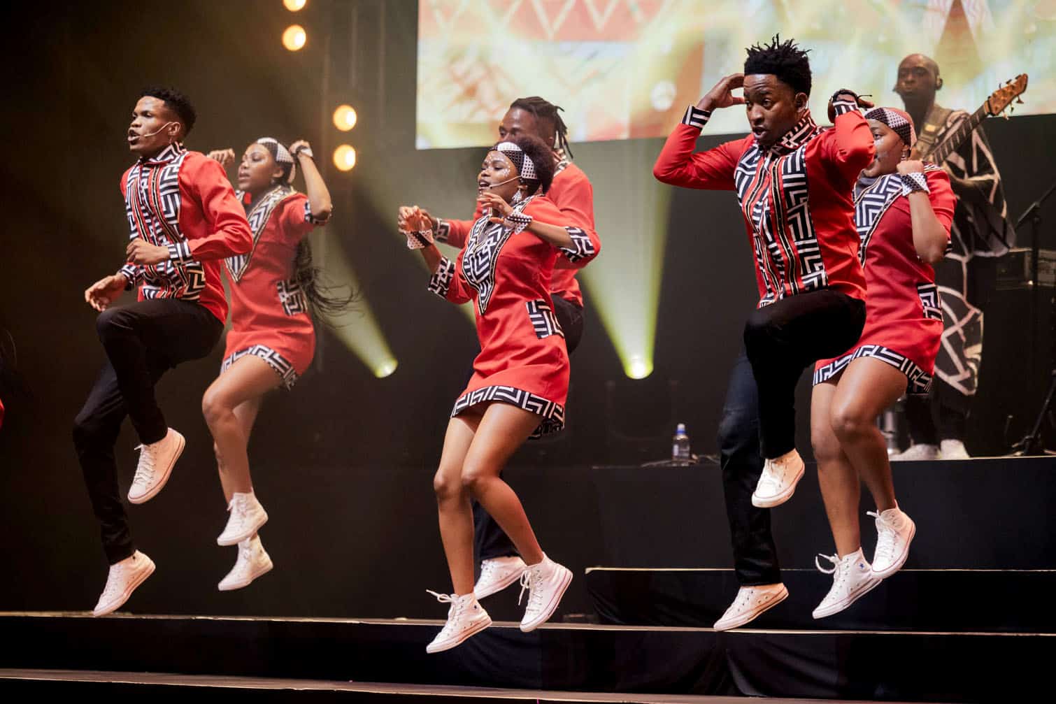 Singers and dancers from the Ndlovu Youth Choir