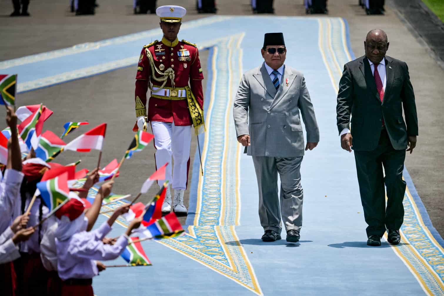 Indonesia’s President Prabowo Subianto with Cyril Ramaphosa