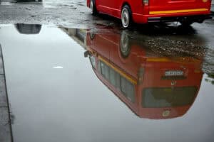 Reflection of a taxi at Bara Taxi rank
