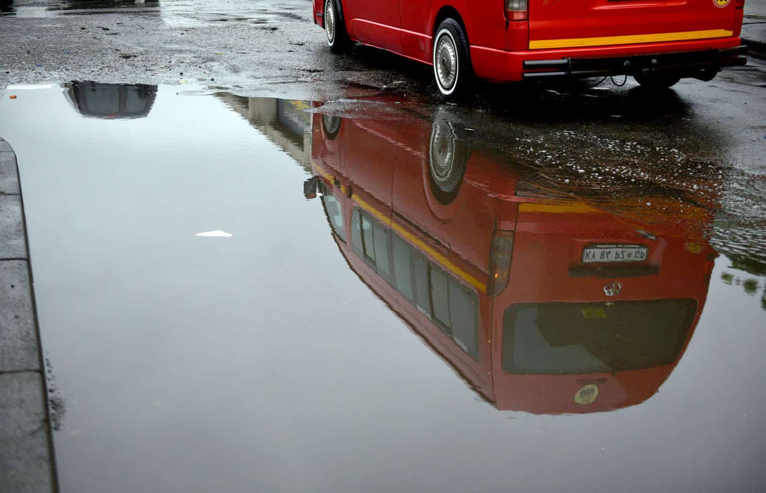 Reflection of a taxi at Bara Taxi rank