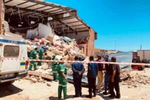 Police have cordoned off the area following the collapse of the Student Store in Mankweng.