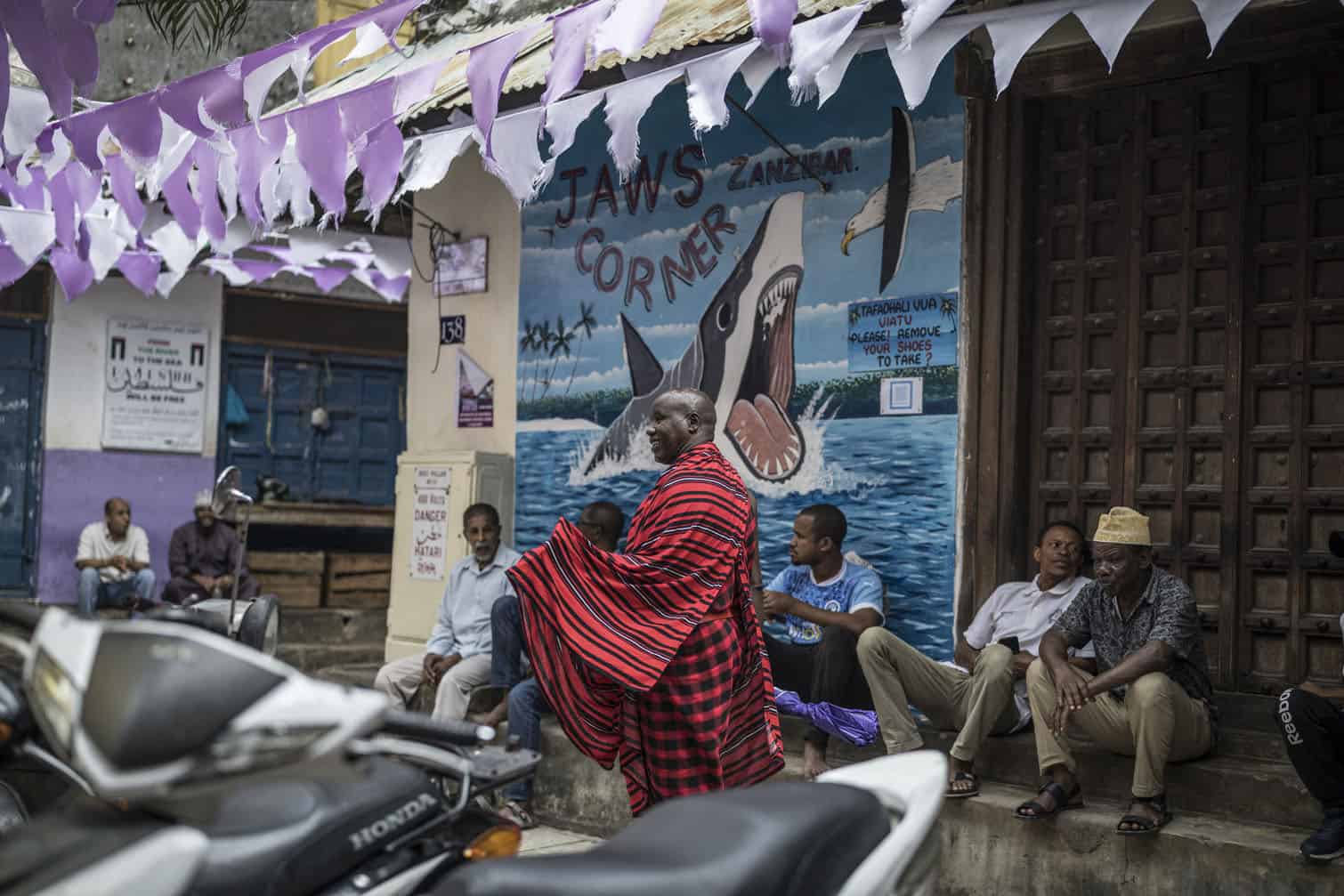 A Masai man walks at Jaws corner