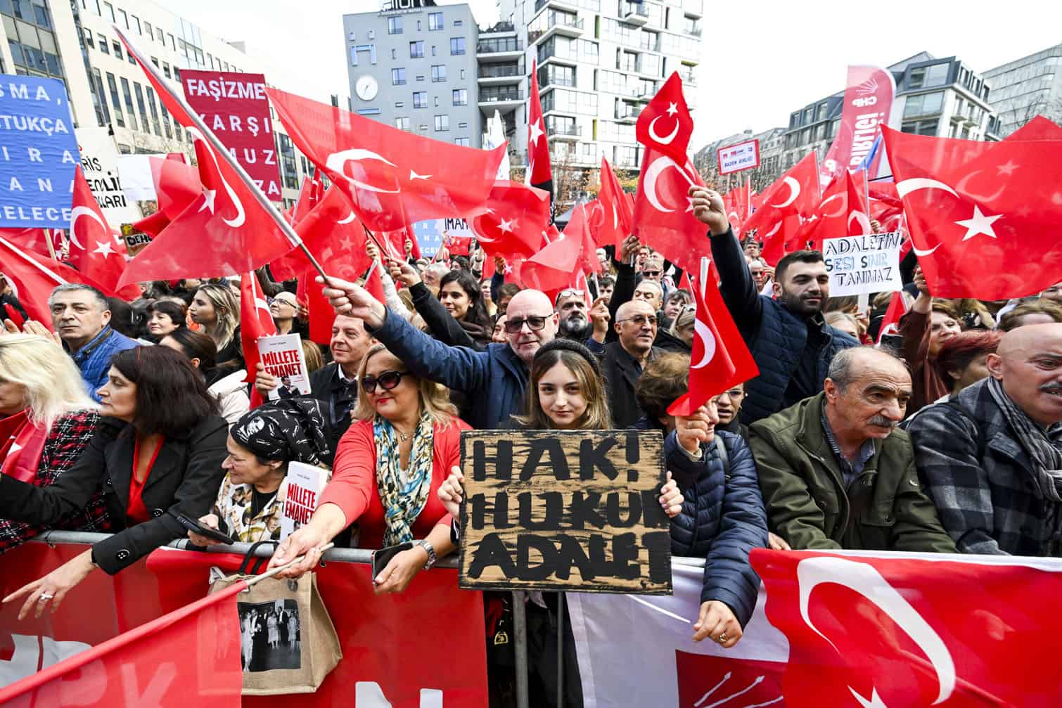 Turkish opposition party CHP stages a rally in Brussels