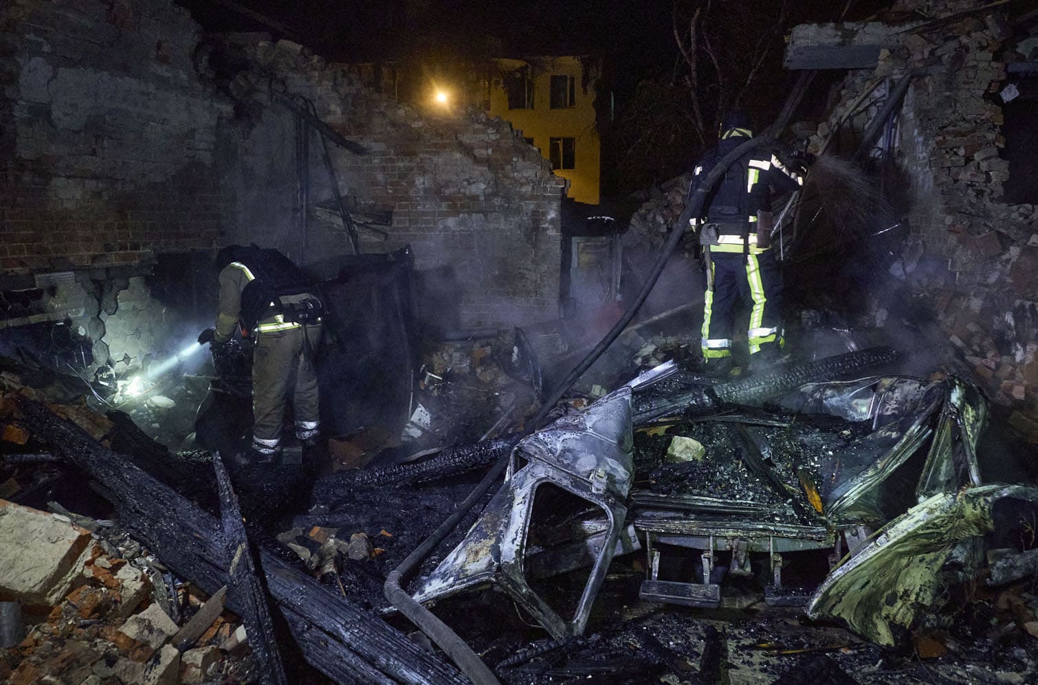 Aftermath of overnight Russian shelling in Kharkiv