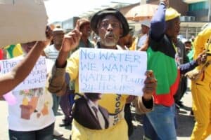 Many of the protesters during Friday's action to the municipality complained about water shortages.