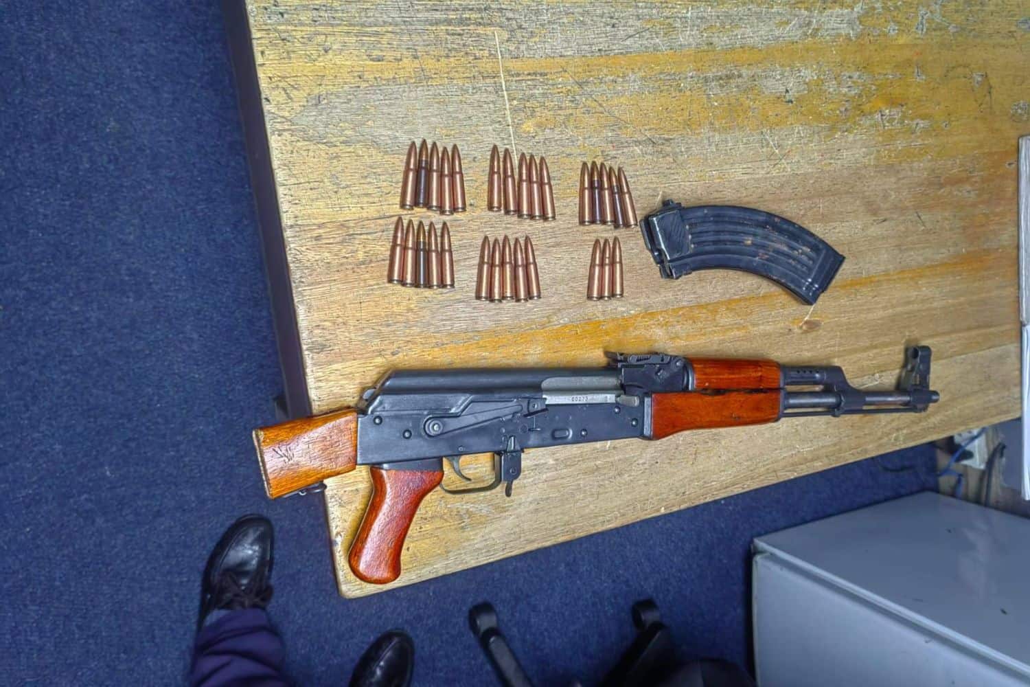 An AK-47 was among the firearms recovered by police after the shootout. Picture: Supplied/Saps