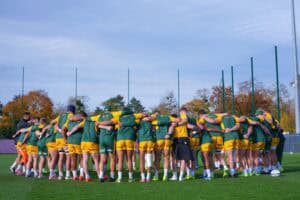 Springbok players in a huddle