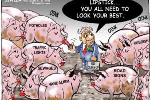G20 lipstick on a pig cartoon Joburg Gauteng