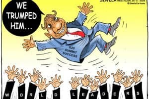 Cartoon Ramaphosa Trump G20