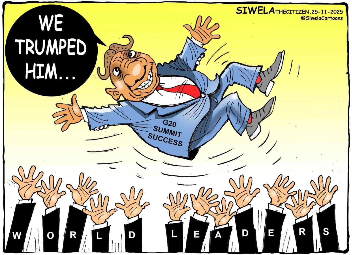 Cartoon Ramaphosa Trump G20