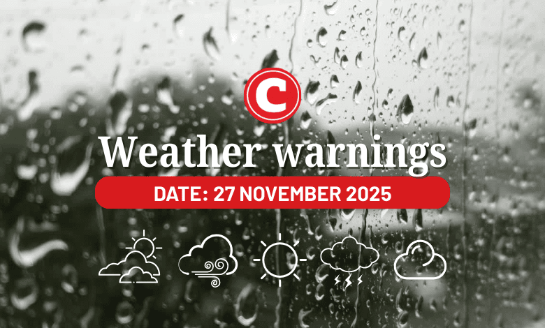 Weather forecast 27 November 2025